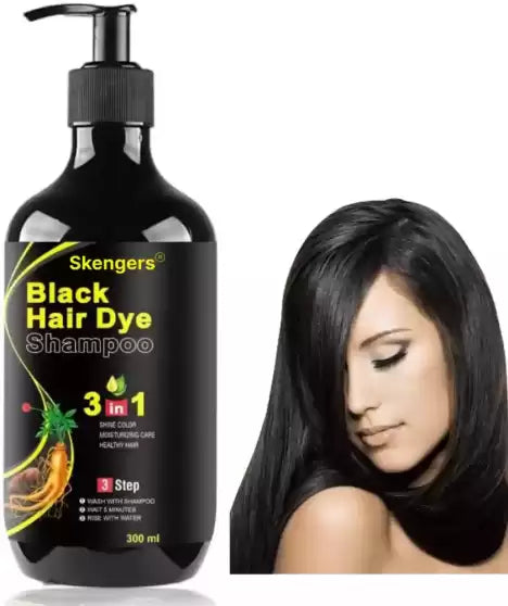 3-IN-1 BLACK HAIR DYE SHAMPOO (AYURVEDIC NO SIDE EFFECT) 100% GREY COVERAGE